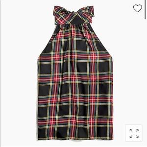 JCrew tie neck top in tartan size 8